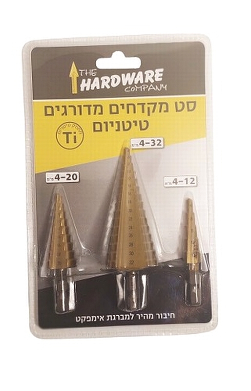 סט מקדחי HSS מדורג צפוי טיטניום קנה משושה 3 יח' (1 מ"מ) HARDWARE